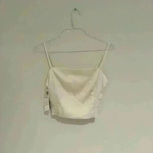 Sunday Best Shimmer Silky Smooth White Thin String Top New With Tags